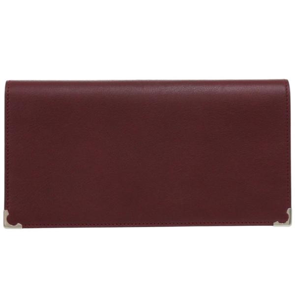 Cartier 美品 カルティエ カーフレザー ボルドー 長財布 赤 0992  