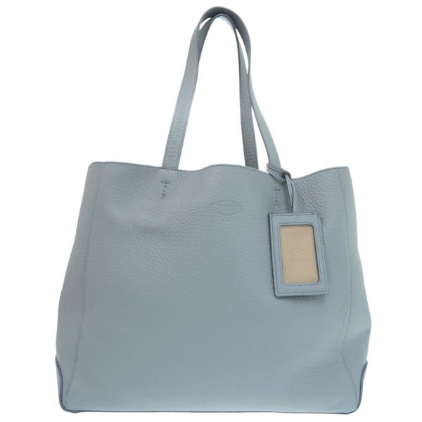 美品 トッズ レザー シボ革 ブルーグレー トートバッグ 0439 TOD'S