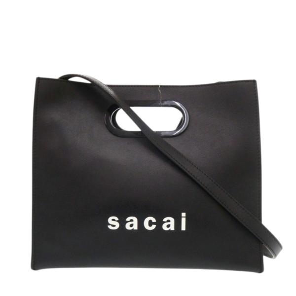 美品 サカイ New Shopper Bag レザー ブラック ショルダーバッグ 黒 1236【中古】Sacai sacai（サカイ） 美品 New Shopper Bag レザー ブラック ショルダー