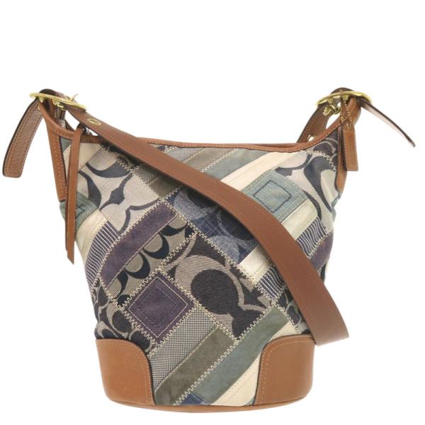 コーチ パッチワーク デニム レザー ブルー ブラウン ショルダーバッグ 1929【中古】COACH COACH（コーチ） パッチワーク デニム レザー ブルー ブラウン