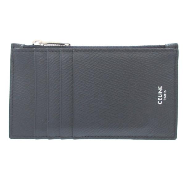 CELINE ブラックレザー ケース セリーヌ CELINE（セリーヌ） 美品 コンパクト ジップ カードホルダー 19年製