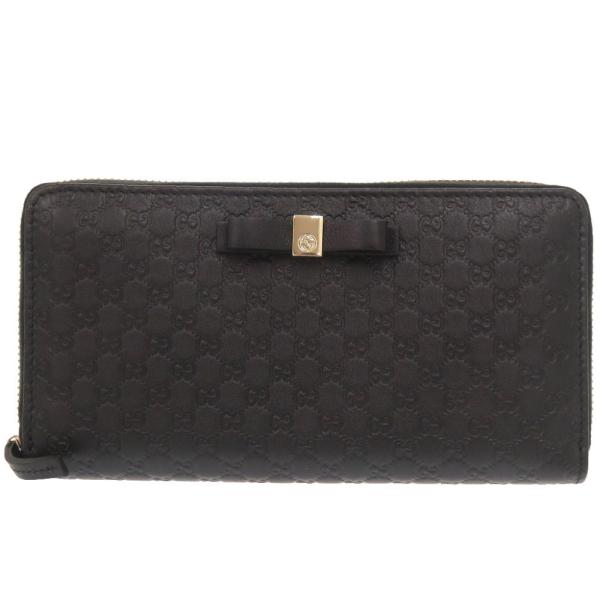 新品同様 グッチ マイクログッチシマ リボン 388680 ブラック ラウンドファスナー 長財布 黒 0731【中古】GUCCI GUCCI（グッチ） 新品同様 マイクログッチシマ リボン 388680 ブラック