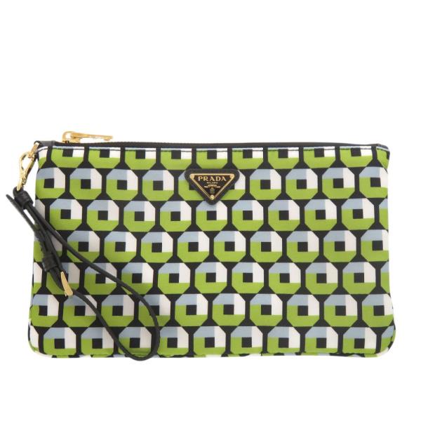 PRADA（プラダ） 新品同様 ナイロン グリーン ポーチ 緑 1289 PRADA 