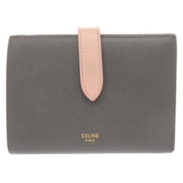 CELINE（セリーヌ） バイカラー ミディアムストラップ レザー グレー