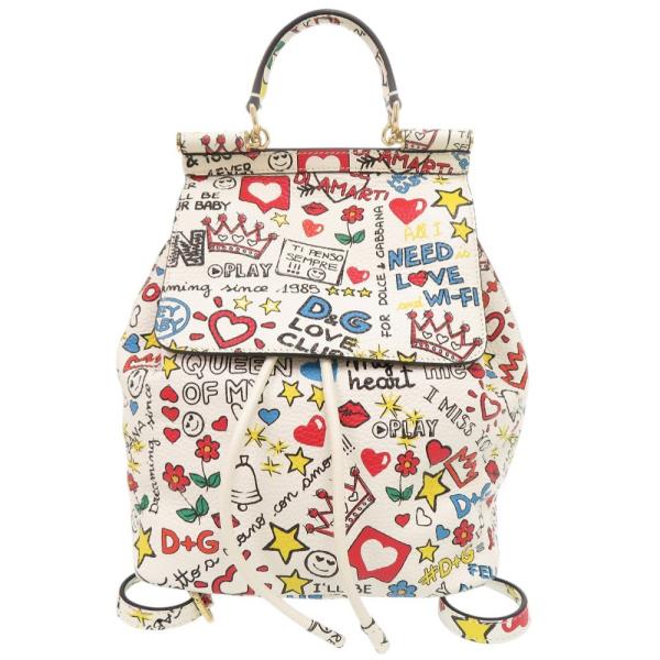 美品 ドルチェアンドガッバーナ シシリー レザー ホワイト マルチ