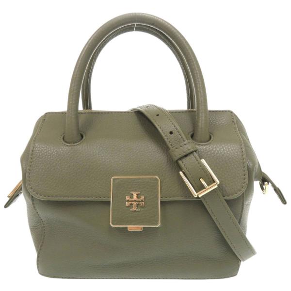 【8/2まで限定値下げ】 トリーバーチ レザー ハンドバッグ 2WAY TORY BURCH（トリーバーチ） 美品 ロゴ レザー グリーン 2WAY
