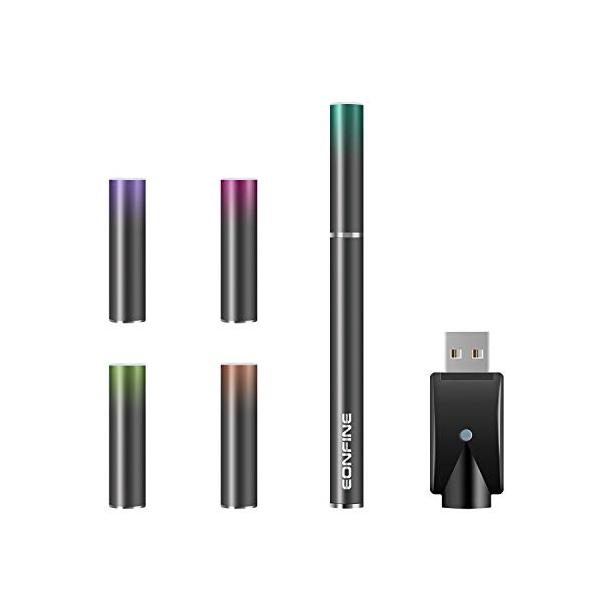 ミントメンソール＆マスカット＆クラシックスモーク＆ワイルドビター＆コーラ Eonfine 電子タバコ 使い捨て vape ベイプ スターターキット（グレー）