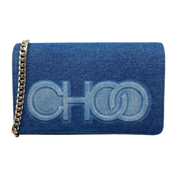 新品未使用 ジミーチュウ チェーンショルダー JCエンブレム メタリックゴールド JIMMY CHOO（ジミーチュウ） ショルダーバッグ チェーン ロゴ デニム