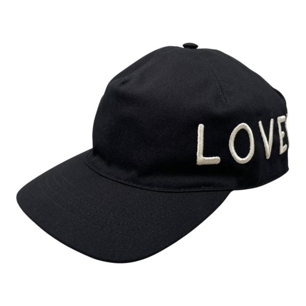 グッチ 帽子 エンブロイダリー ベースボールキャップ 478948 Lサイズ コットン ロゴ ブラック ホワイト LOVED GUCCI