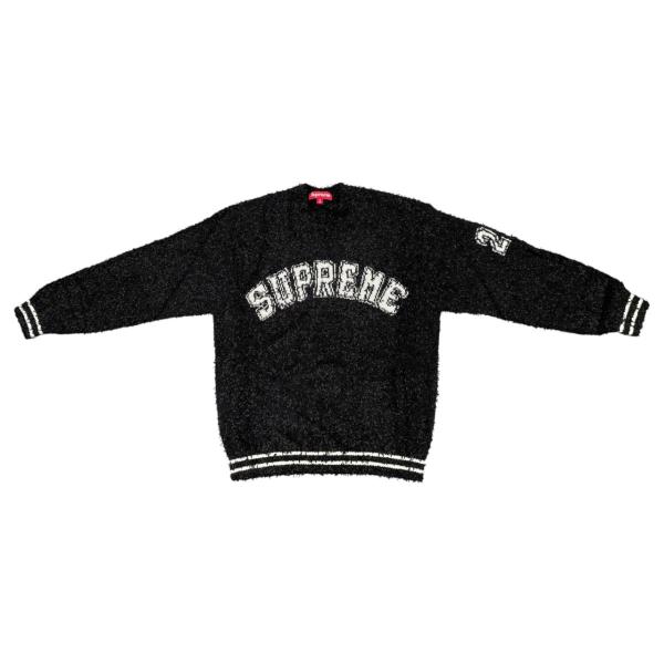 シュプリーム スウェット テクスチャード アーク セーター Mサイズ 25SS ロゴ ブラック ホワイト Textured Arc Sweater Supreme