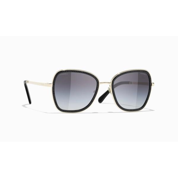 M4568 CHANELシャネル サングラス GP×ラインストーン 4277-B