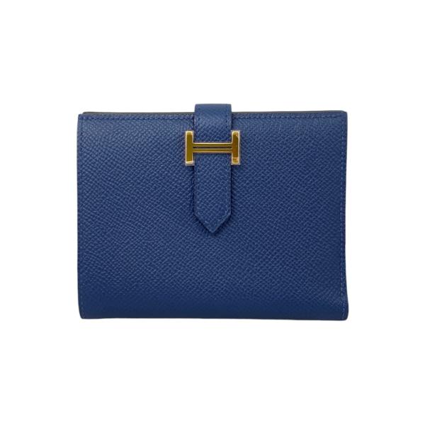 HERMES 美品 ベアン コンパクト エプソン □I刻印 バイカラー 財布 HERMES エルメス ベアン コンパクト ヴェルソ 財布 2つ折り バイ