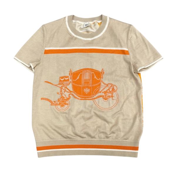 HERMES（エルメス） 半袖Tシャツ ツイルレーヌ 切り替え 3E2800D7 36