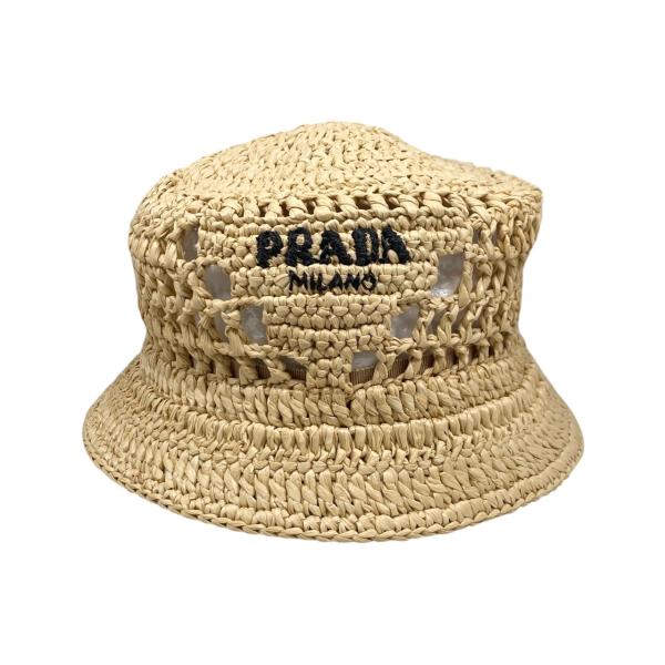 PRADA バケットハット ライトベージュ PRADA プラダ バケットハット 帽子 メンズ レディース 三角ロゴ
