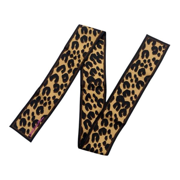 ルイヴィトン シルク100% スカーフ レオパード柄 ゴールド金具
