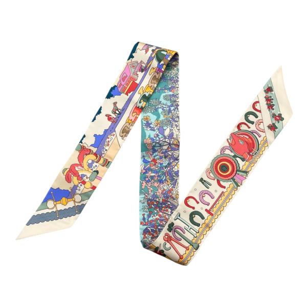 HERMES エルメス シルクスカーフ ツイリー ポニー・ピット・ストップ