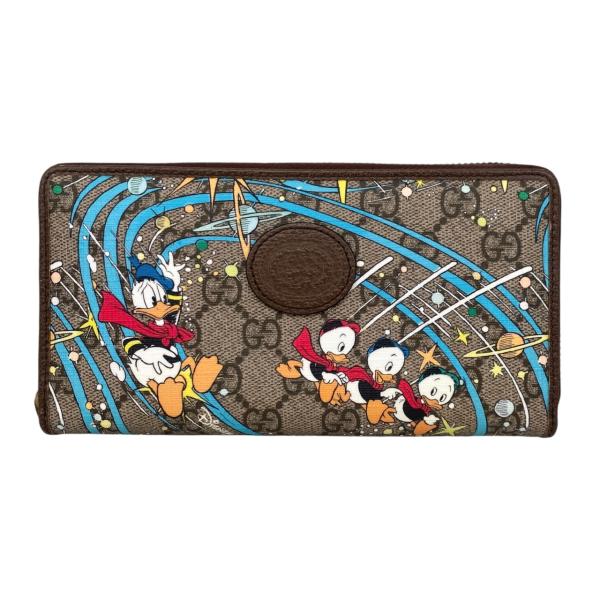 【美品】GUCCI☆ディズニーコラボ　袋箱付き　ドナルド　GG柄　カード　札入れ GUCCI グッチ 財布 カードケースウォレット レディース メンズ