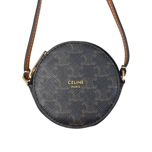 CELINE 円形ケース ブラック CELINE（セリーヌ） ショルダーコインケース トリオンフ 10E232CA