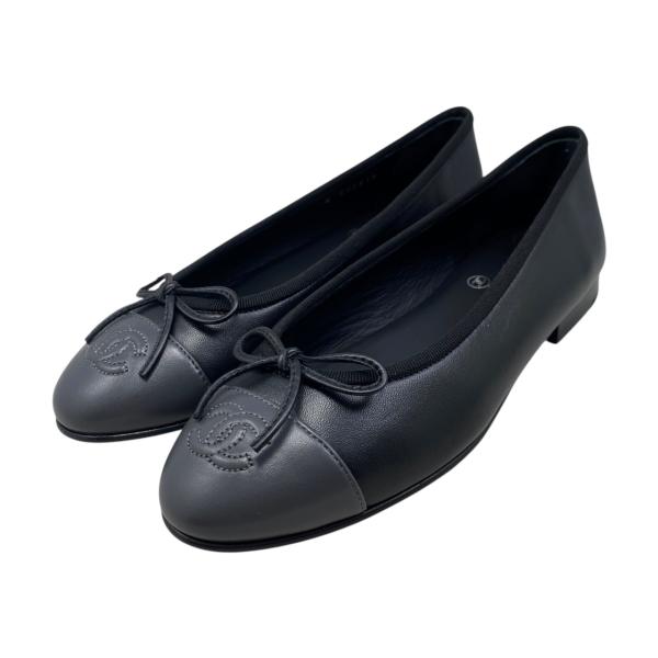 CHANEL バレエシューズ リボン ココマーク 36 1/2 ブラック 23㎝ CHANEL（シャネル） パンプス ココマーク リボン バレリーナシューズ