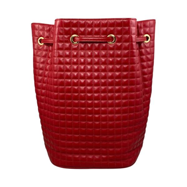 CELINE セリーヌ リュックサック 巾着 バッグ レザー 内側 赤 金 CELINE（セリーヌ） リュックサック Cチャーム スモール バックパック
