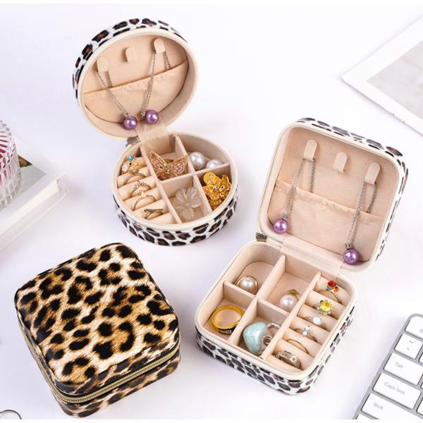 アクセサリーケース レオパード柄 ジュエリーケース コンパクト 持ち運び 小物入れ 指輪 ネックレス ブレスレット 収納 ミニ トラベルケース トラベル