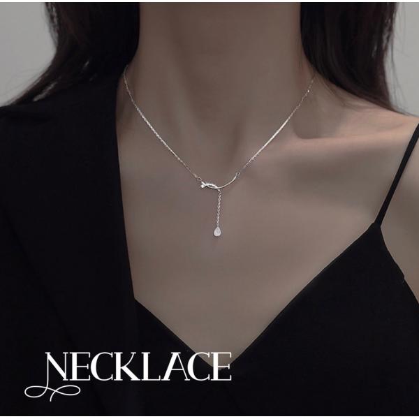 ネックレス レディース ドロップ Y字ネックレス シンプル 華奢 揺れる チェーン シルバー 韓国風