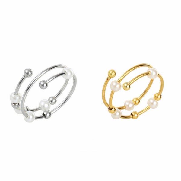 リラックスリング 2個セット ストレス解消 パール 指輪 フィジェットリング リング マッサージリング 不安解消 手遊び 大人 子ども 仕事 勉強 リラックスグッズ