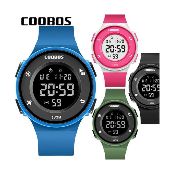 COOBOS デジタル メンズ 腕時計 ブランド LED ディスプレイ  防水 ランニングウォッチ スポーツウォッチ