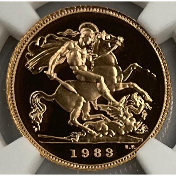 1983年 イギリス ヤングエリザベス ロイヤルミント 1/2ソブリン 金貨 龍退治 NGC社鑑定 PF69 ULTRA CAMEO