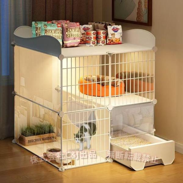 ??【安定性、耐久性、アクセスしやすさ】頑丈な金属ワイヤーパネル、金属製プラットフォームサポート、結束バンド、クリップがすべて調和して、変形や破損のない耐久性と安定性のある猫用クレートを形成します。 ペットケージの便利なドアデザインにより、...