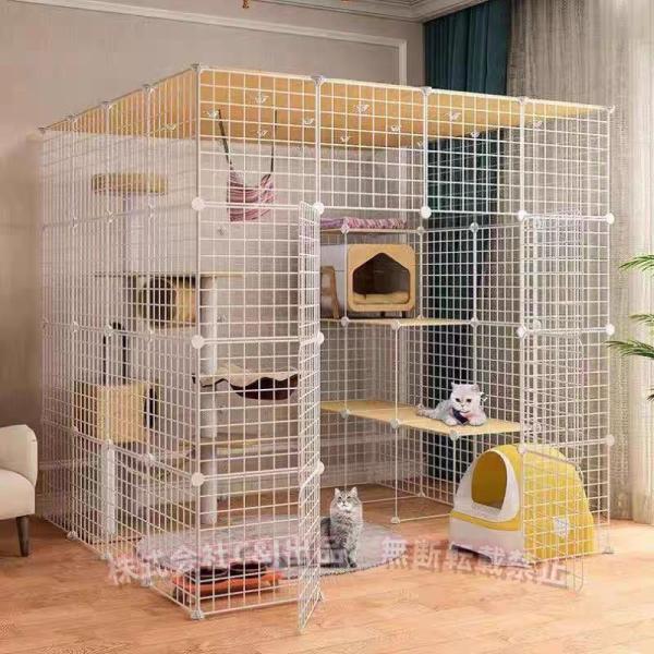 【サイズごとに違う場面で適用】猫 室内ゲージDIYケージ：私たちが提供するパネルは、完全な猫のアパートを組み立てるのに十分です、あなたはあなた自身の家のさまざまなシーンとサイズに応じて満足のいく猫のケージを完成させることができます。【ご注意...