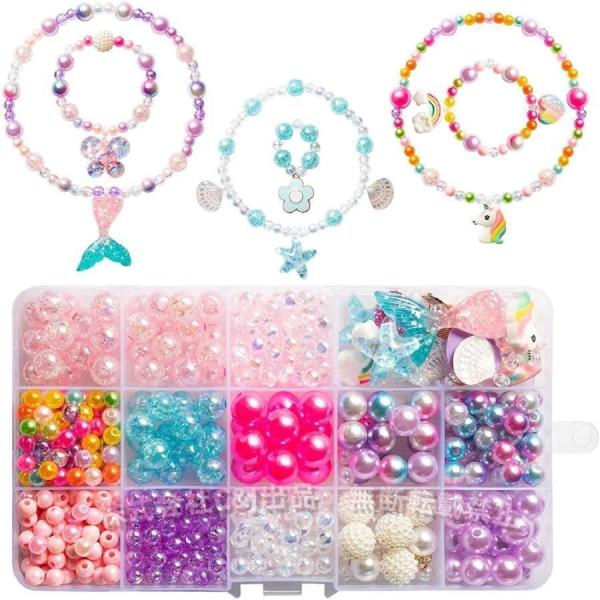 ビーズ手芸キット子供ガラスビーズアクセサリーキッズジュエリー450個
