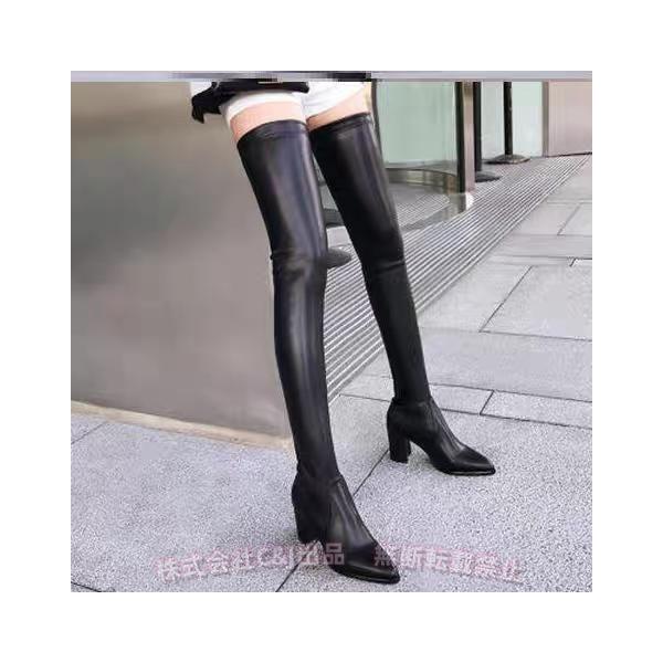 ストレッチブーツ ニーハイ 膝上 超ロング 70cm ブラック レディース 美脚 太ヒール チャンキーヒール ハイヒール （株）C&J黒 膝上 秋 冬 新作 太くない