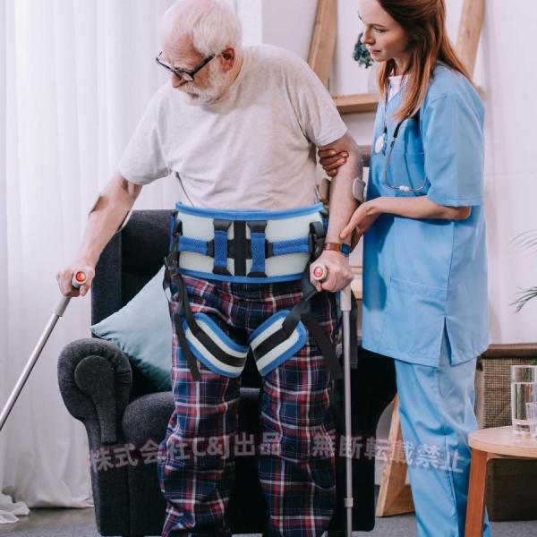 【介護者?要介護者の負担軽減】車からの移乗?移動、車いすやベッドからの立ち上がり?移動、ベッドでの横移動、車いすの固定、歩行補助など、さまざまなシーンでお使いいただけるアシストベルトです。 介護の負担を軽減します。【持ち手が多い】縦に6個、...