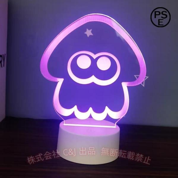 スプラトゥーン ナイトライト ジェットウォータース グッズ イカ かわいい C&J イベント usb充電 タッチ調光 RGB 色切り替え 雰囲気作り リモコン付き
