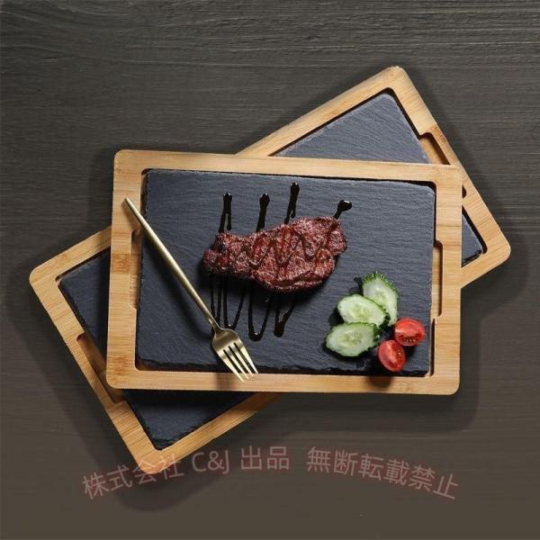 鉄板焼きプレート、大型鋳鉄ステーキプレート、木製ベースのグリドル、ステーキパングリルサーバープレート 家庭用またはレストラン用品-B 33*23cm C&amp;J