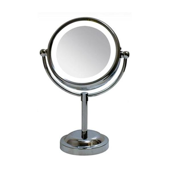 Ledライト付き ライトミラー Wj 723 送料無料 ブライトミラー 3倍拡大鏡付き 卓上 スタンドミラー おしゃれ