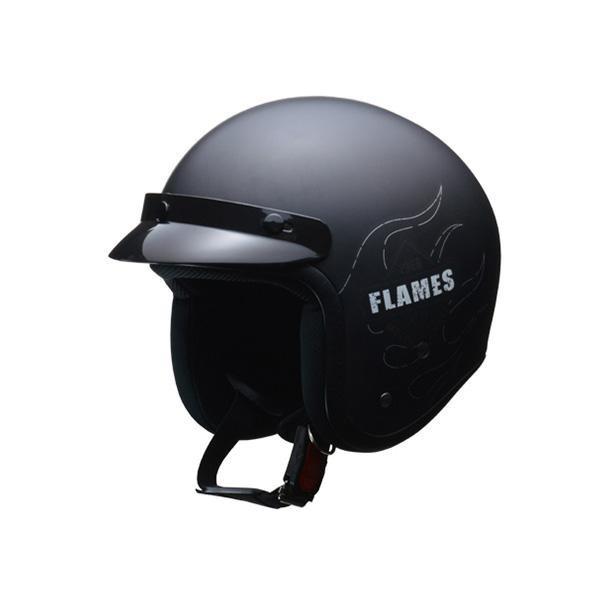 リード工業 Lead Flames 新作 人気 フリーサイズ マットブラック スモールジェットヘルメット