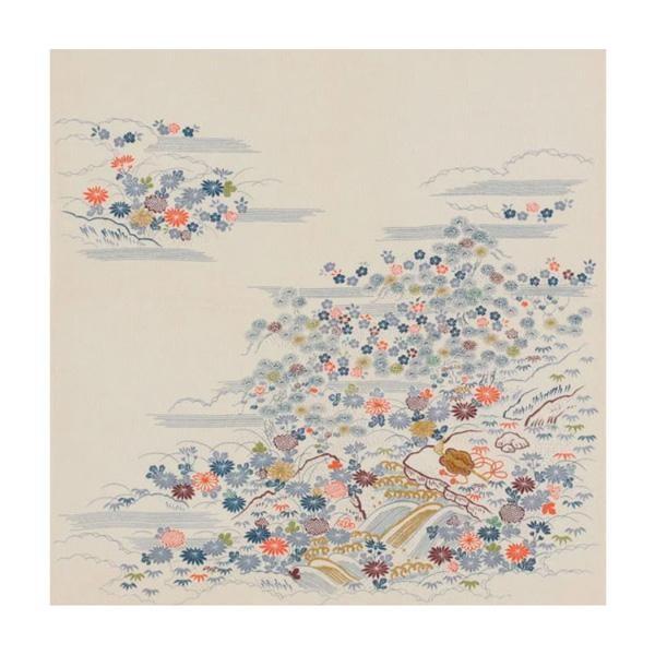 数量限定 宮井 ふろしき 徳川美術館コレクション 絹68cm幅 白縮緬地御所解文小袖 婚礼 絹100 風呂敷 結婚式 贈り物 日本製 ギフト 葬儀 法事 冠婚葬祭