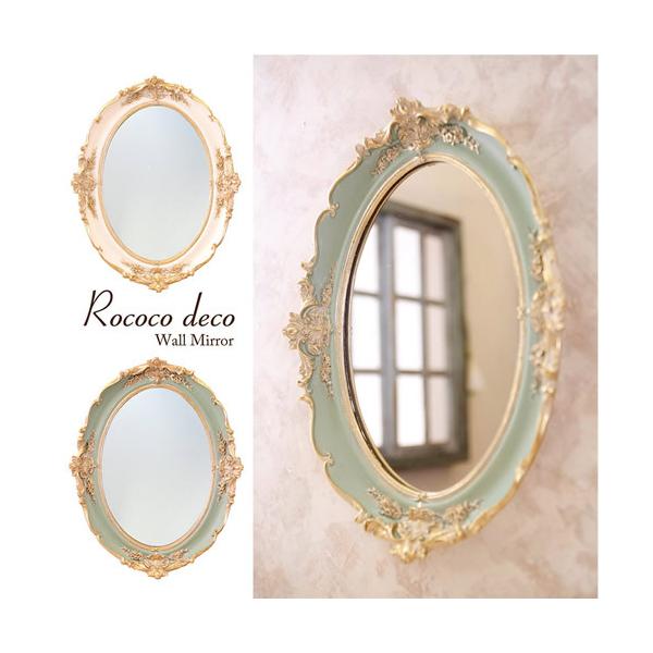 ロココデコウォールミラー W33×H43cm 壁掛け鏡 壁かけ鏡 アンティーク調 おしゃれ rococo decor atbe