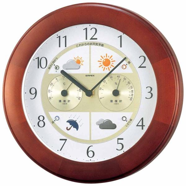 1台4役 お天気予測 正規取扱店 温度 湿度計付き掛け時計 ウェザーパルii気象台 壁掛け時計 熱中症対策 アメリカン 北欧 ウォールクロック かわいい おしゃれ 6211