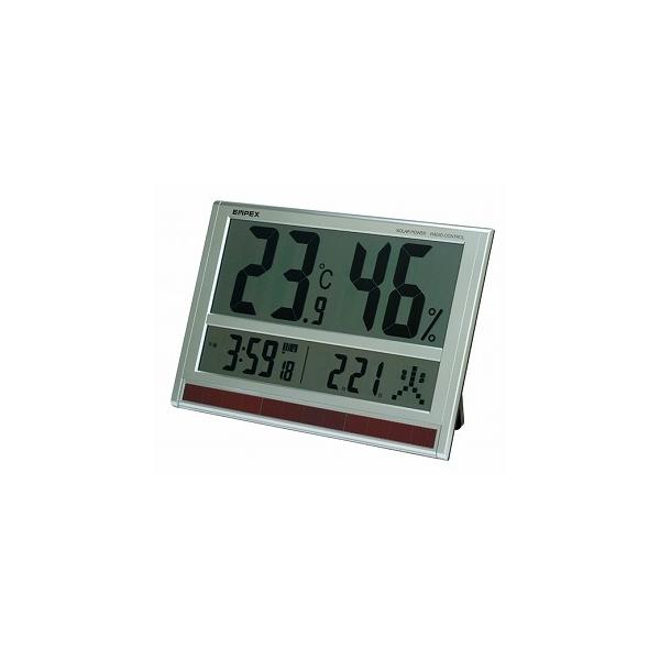 超大型タイプ ジャンボソーラー温湿度計 ソーラー電波時計付き 置き時計 壁掛け時計兼用 Web限定 熱中症対策 オフィス おしゃれ ウォールクロック