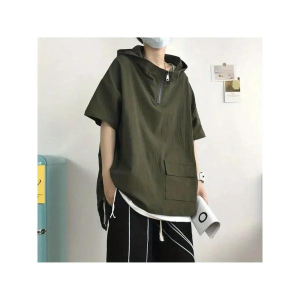 メンズ Tシャツ 短袖 速乾 カジュアル フード付 大きいサイズ おしゃれ 文字 ロゴ 男性 トップス カットソー サマー プリント アウトドア ワイシャツ ゆったり夏