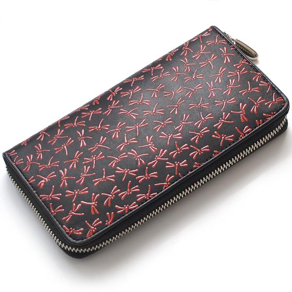 長財布 メンズ レディース IDT-103 日本製 鹿革 印伝 とんぼ柄