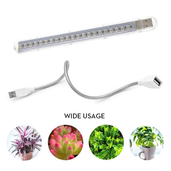 植物育成LEDライト 10W 5V USB給電式 室内植物の成長を促進 赤色+青色 フルスペクトルLED21灯 フレキシブルネック付 照射アングル自在 光合成促進 LP-SULED21