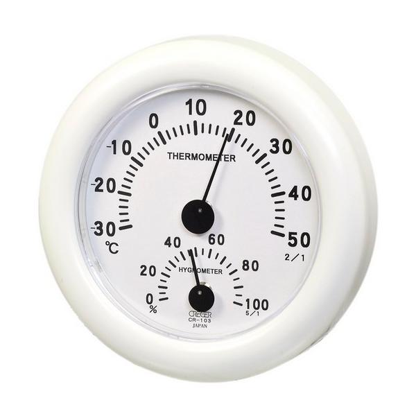クレセル 温湿度計 エアコンマネージャー （ホワイト） CR-103W （-30〜50℃）