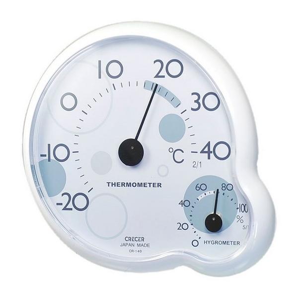 クレセル 温湿度計 ripple （ホワイト） CR-140W （-20〜40℃）