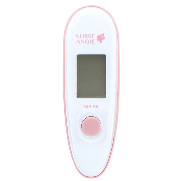 額に近づけて、ボタン押して検温するタイプの非接触式体温計。脇下換算温度で体温を表示します。