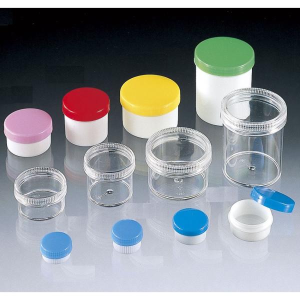 サンプラテック プラ壷 白 50mL 3-17 キャップ 青 （100本入） 01758 1