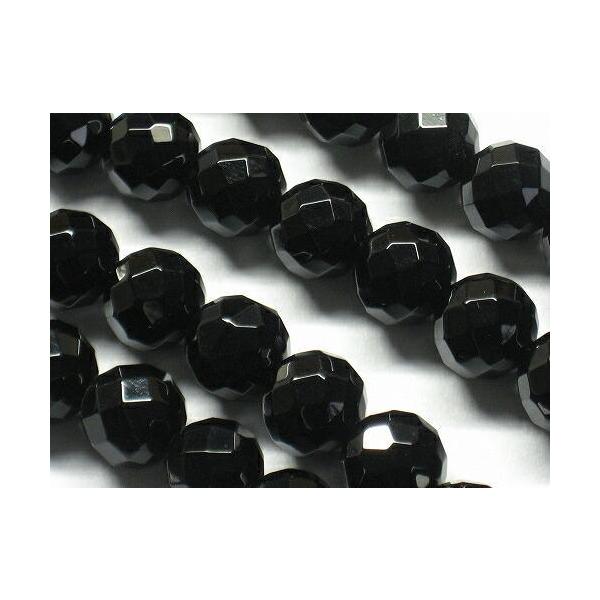 【天然石】オニキスAAA　64面カット　10ｍｍ　１連売り【パワーストーン】